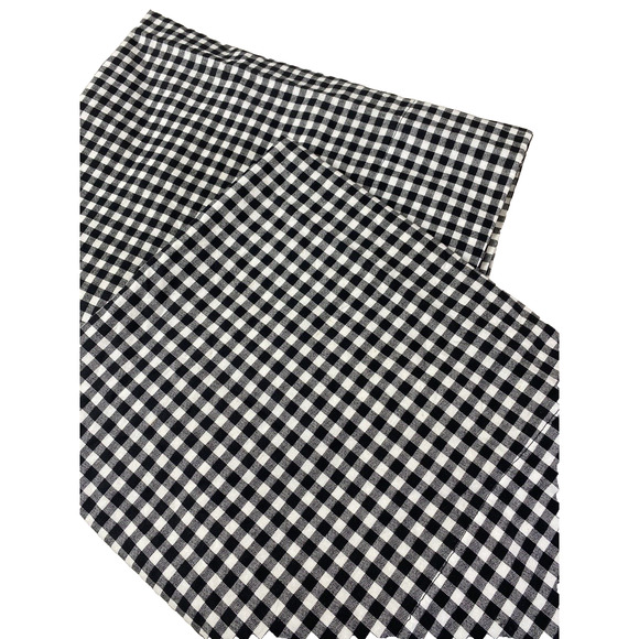 Gingham Check Curtains Black & White Fabric Cloth Set Lot 2 42"x28" Panels Pair - Picture 1 of 10